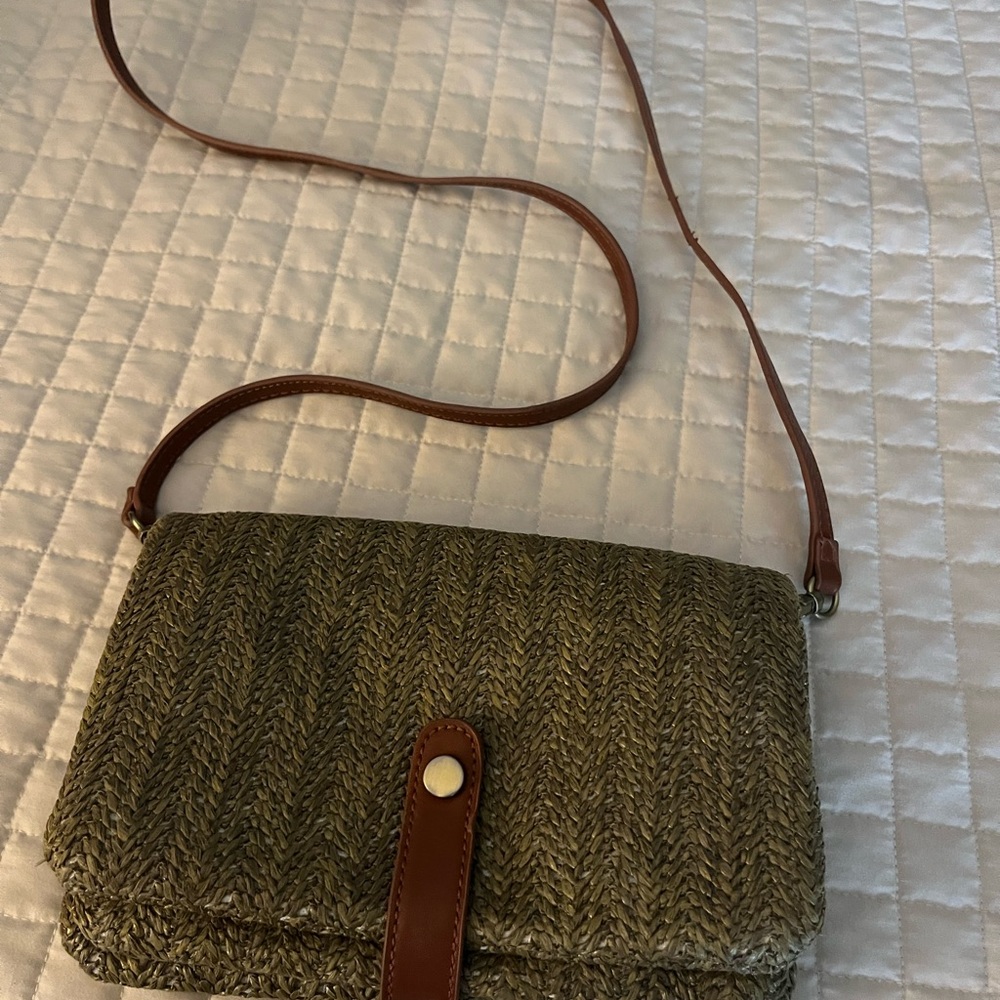 Stylish Brown Woven Crossbody Bag